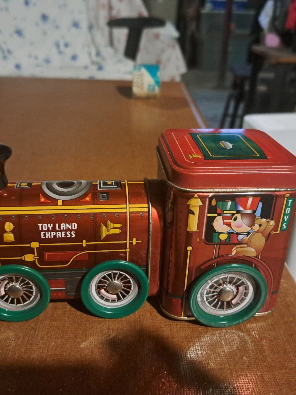 Red/Green Santa's Toy Land Express Tin Container - 2005